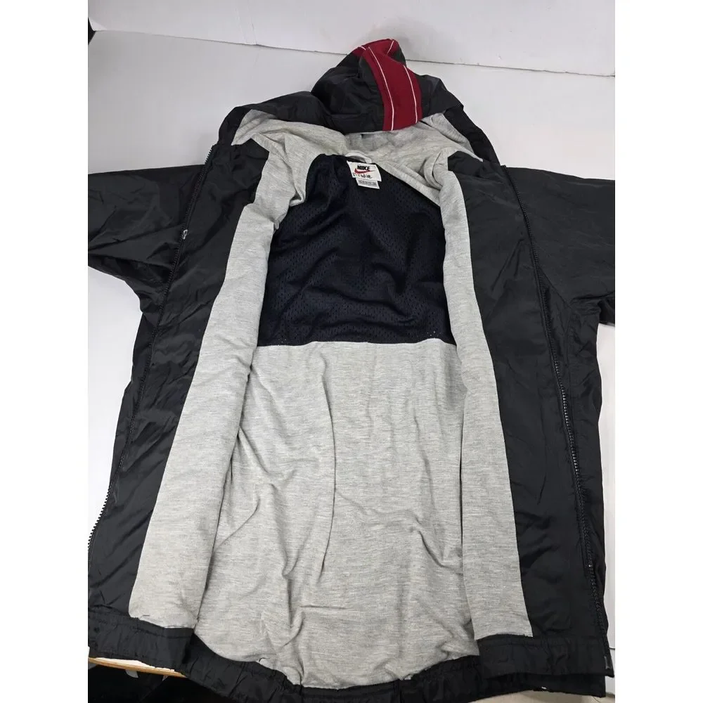 Nike XL (18-20)Kids Windbreaker Hooded‎ Vintage Jacket Black Red